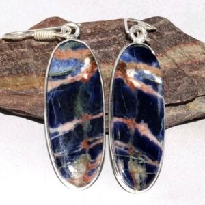 Sodalite Gemstone 925 Sterling Silver Handmade Drop Dangle Earrings